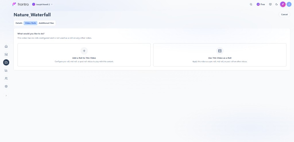 Video Rolls tab: Add a roll to this video, or use this video as a roll