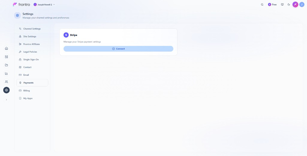 Settings: Payments with Stripe Connect